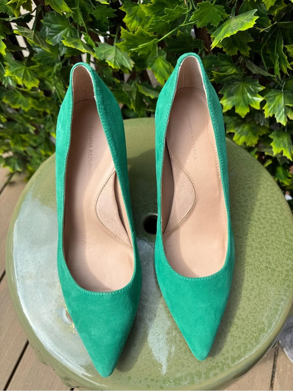 Banana Republic Teal Suede Pointed-Toe Pumps